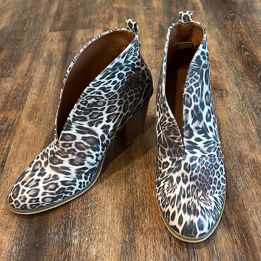 Cheetah Print Short Block Heel Booties - image 1